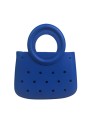 Mini EVA Beach Bag for Women - Cute Waterproof Rubber Tote Handbag for Vacation, Pool & Shower - Washable Mini Handbag for Sunscreen, Phone & Keys (Blue)(8 Inch) 